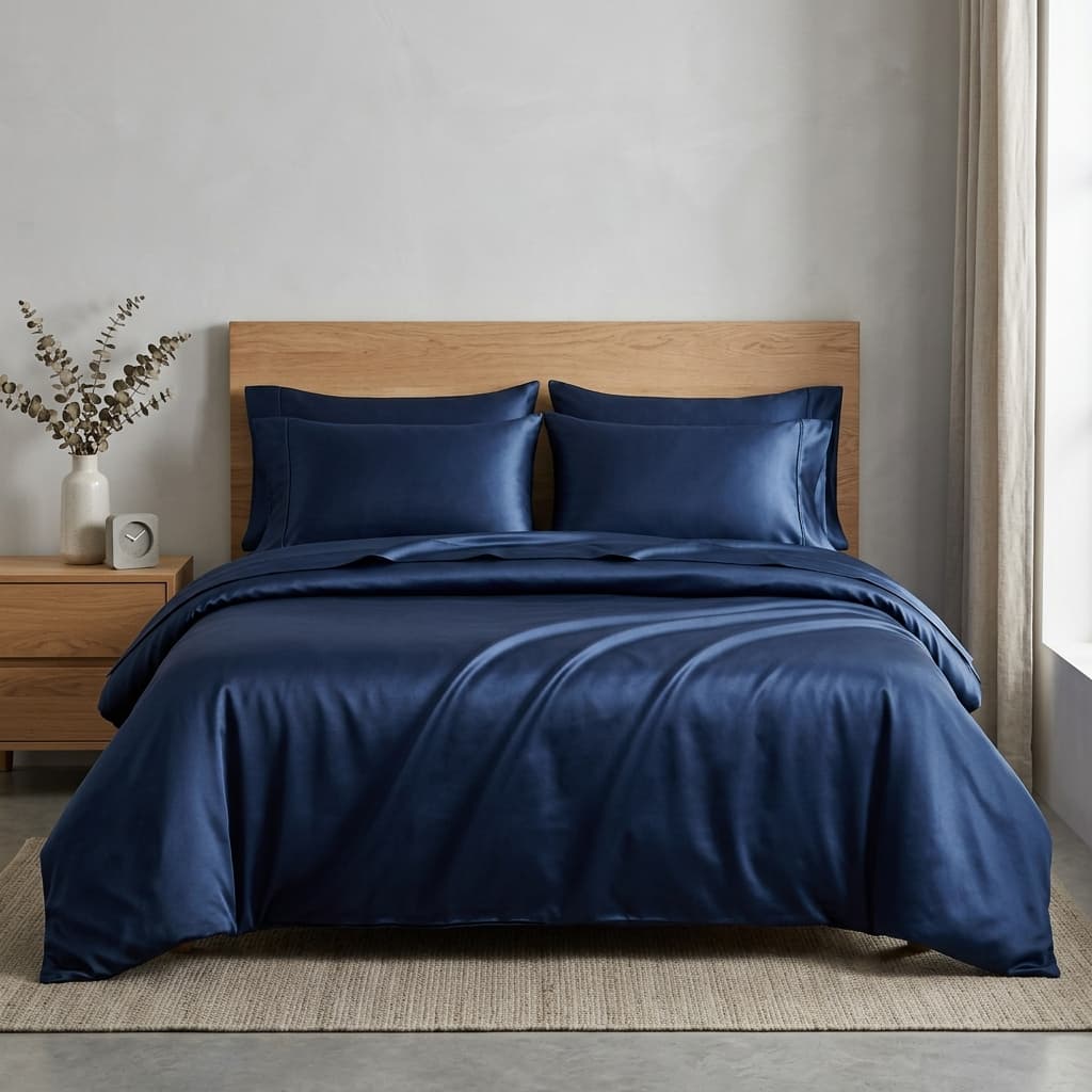 Lux Sateen Collection custom blue sheets